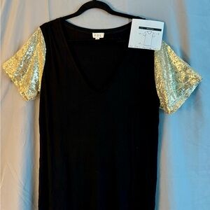 POL Sequin Blouse Black and Gold